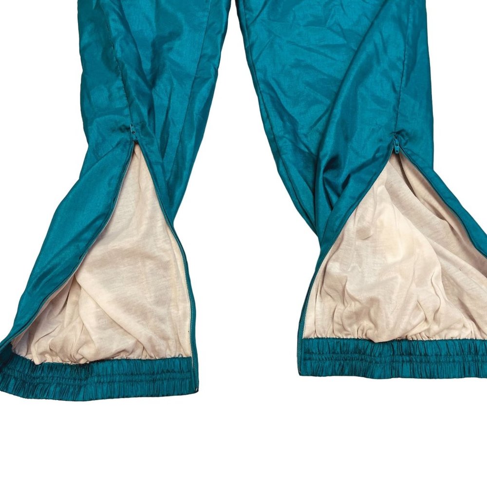 VINTAGE Prince Sportswear Trackpants Womens Medium Teal Windbreaker Tennis 90s - Picture 12 of 14